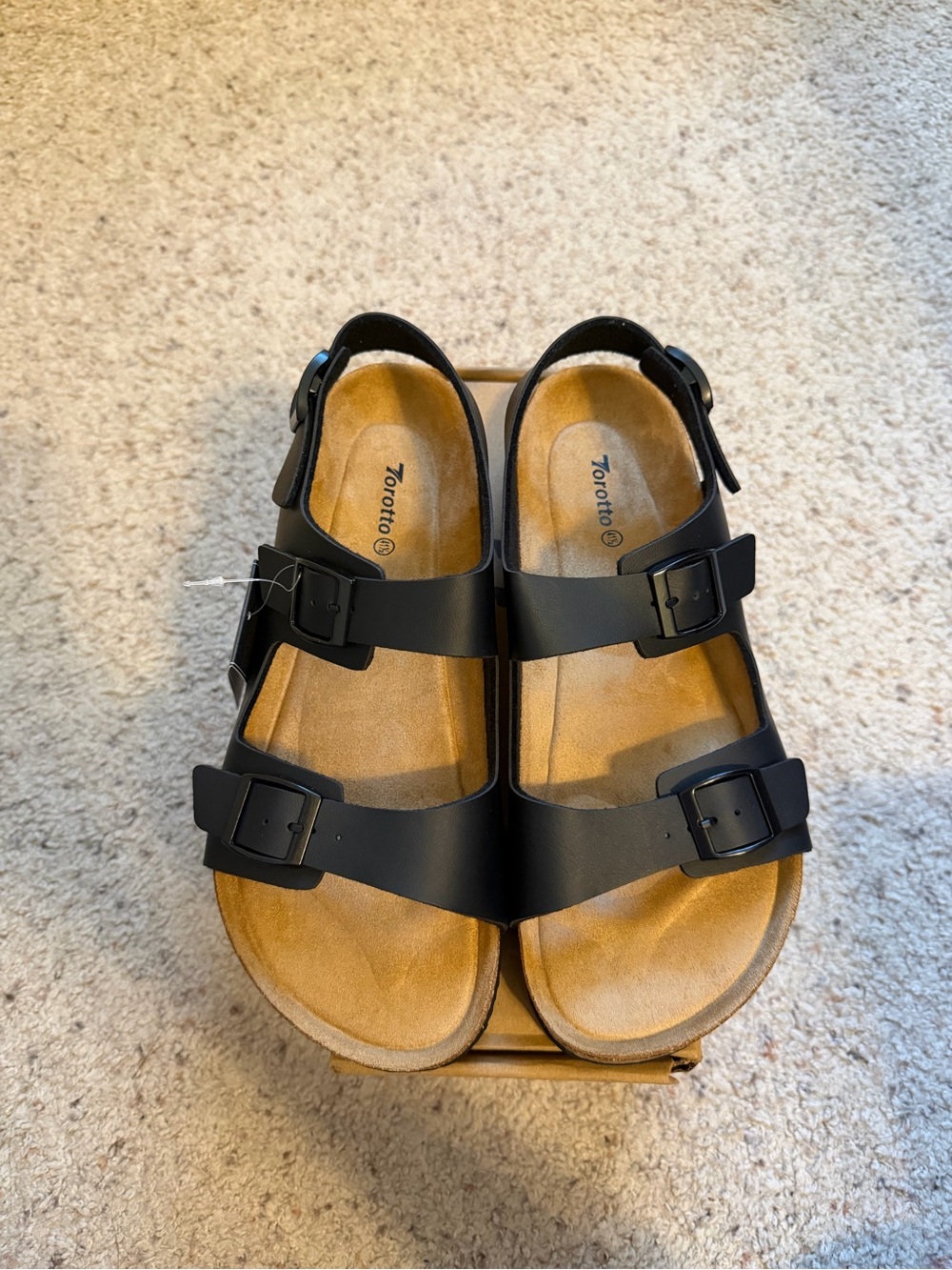 Torotto Black Buckle Cork Footbed Slingback Sandals Size 41.5 NEW